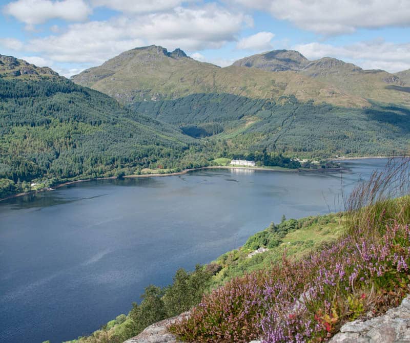 Beautiful views across Ardgartan Loch on a coach holiday in Scotland