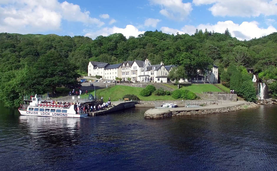 Scenic view of the Inversnaid Hotel, perfect for booking your holiday