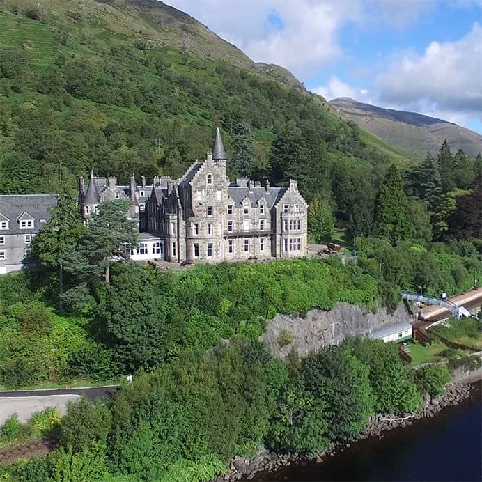 Loch Awe hotel situated on hill top offering stunning views of Loch Awe