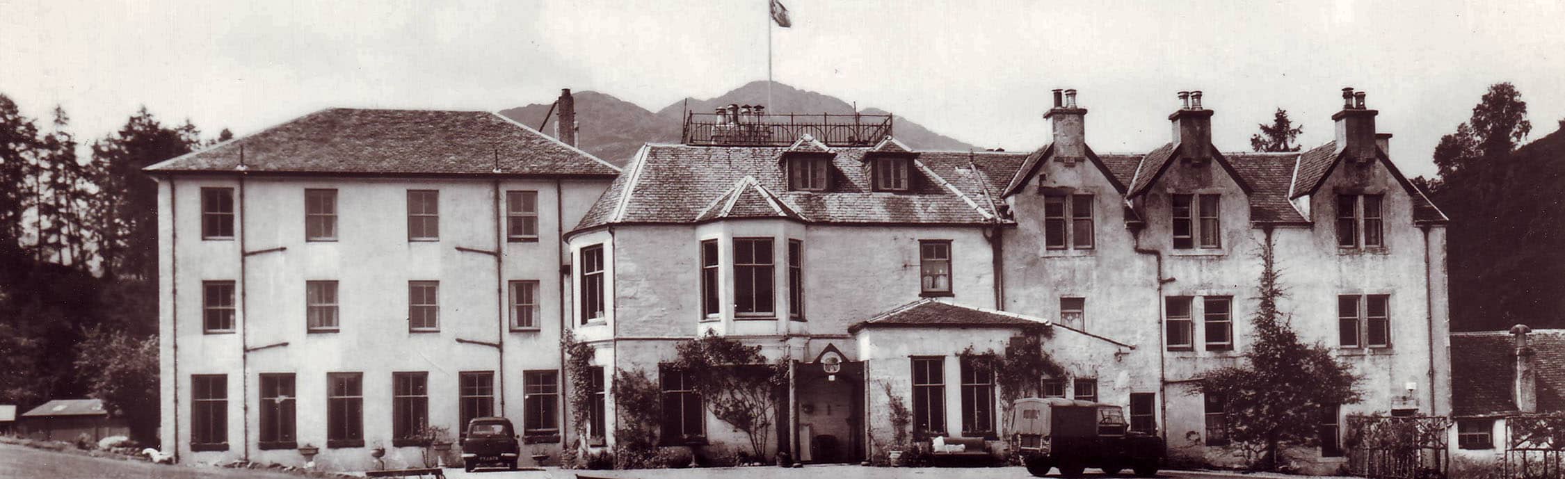 An old photograph of the Loch achray Hotel