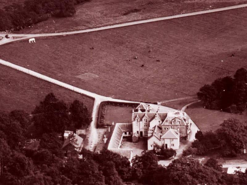 Vintage photograph of the Loch achray Hotel from the sky