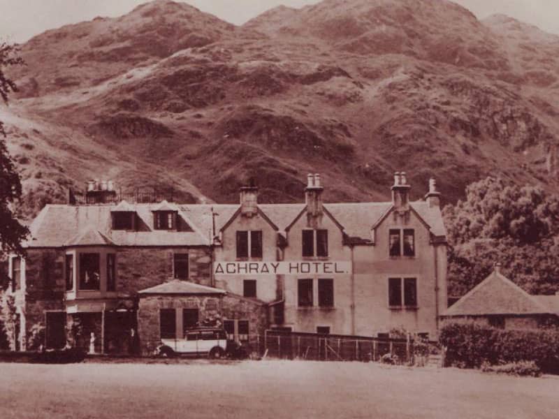 An old photograph of the Loch Achray Hotel