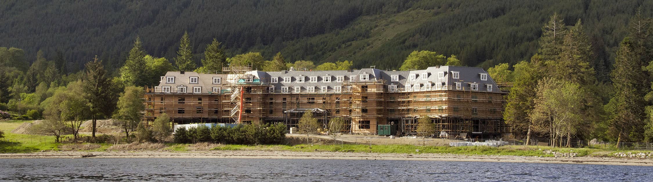 Distance views of the Kilchurn castle on the edge of Loch Awe