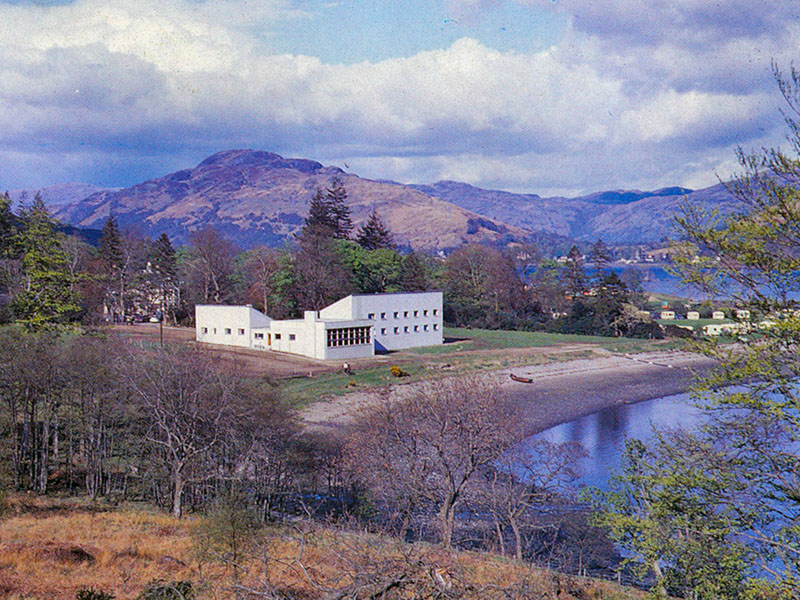 A old photograph of the Youth Hostle that once stood where the Ardgartan Hotel is now.